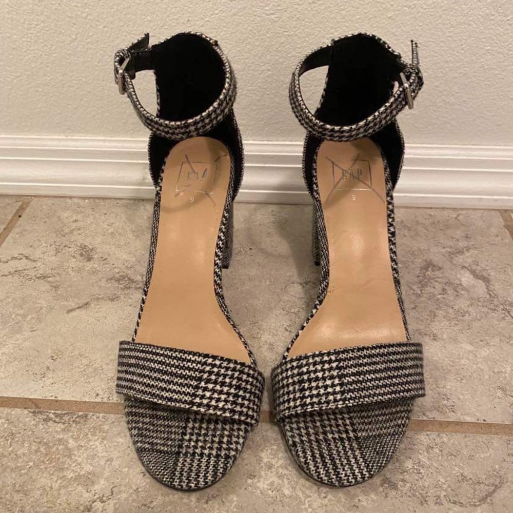 Gray and Black Plaid Heels